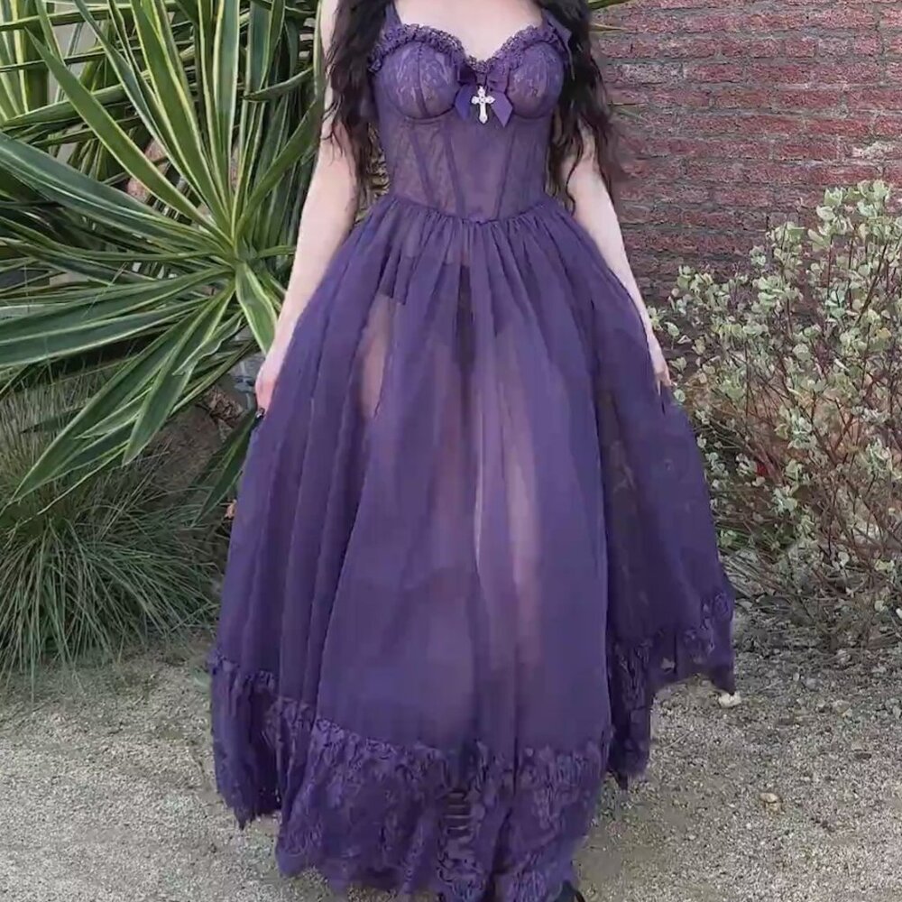 Widow Dance With Death Sleeveless Maxi Dress - Violet